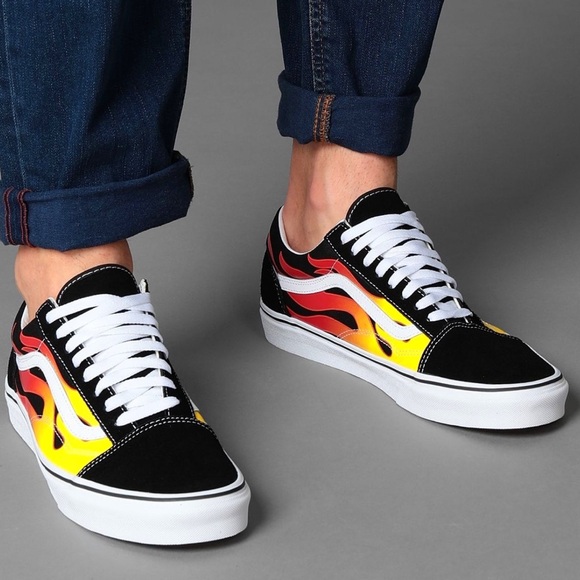 Vans UA old Skool Black and Red Flame Sneakers - Picture 5 of 8